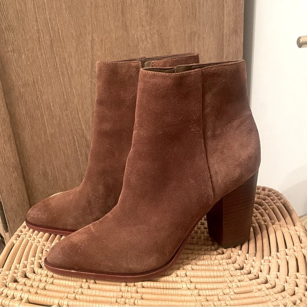 Sam Edelman Tan Suede Leather Heeled Ankle Boot Women's Size 10